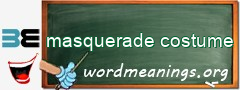 WordMeaning blackboard for masquerade costume